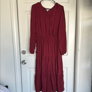 Time and Tru Red Pleated Wrap Sundress